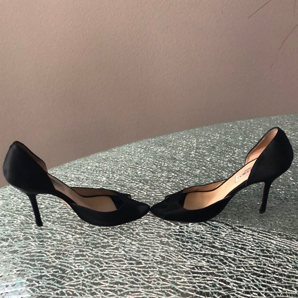 Jimmy Choo Black 3” Heels in a flat satin - Picture 3 of 7